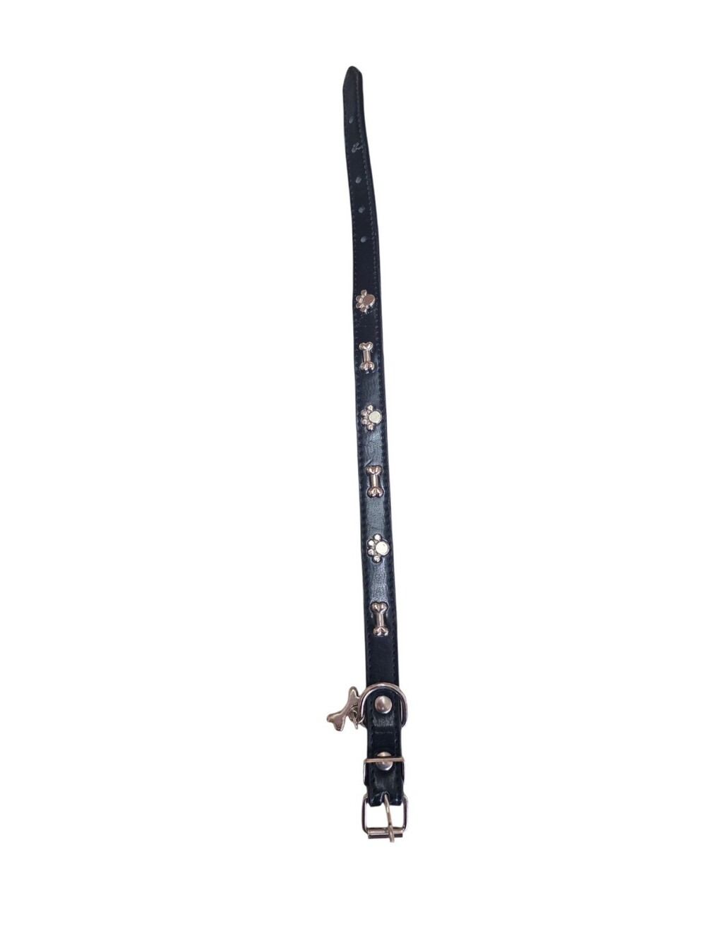 🩷NWT Dog Collar Black With Bone And Paw Stud Design 15"